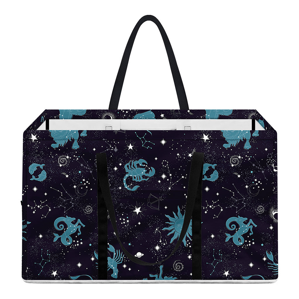 Constellation Zodiac Signs Pattern Print Utility Tote Bag