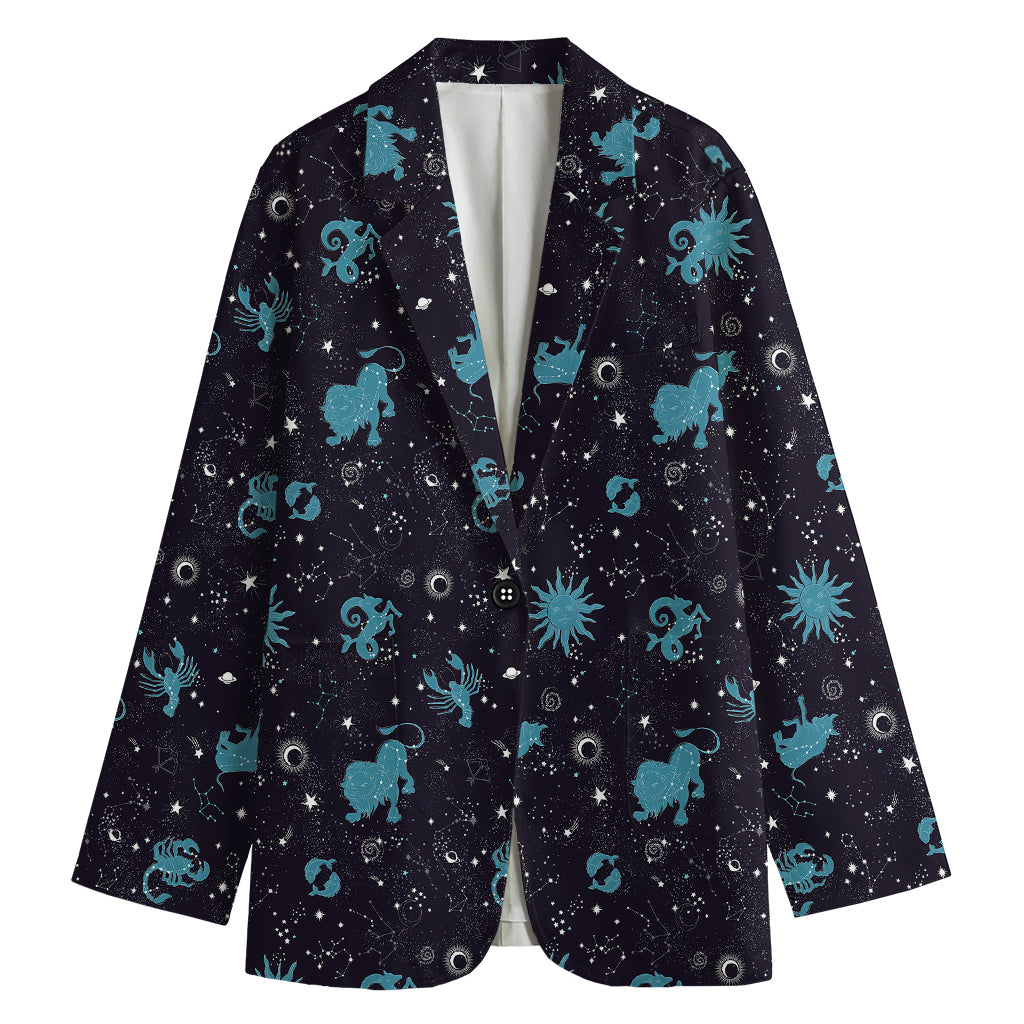 Constellation Zodiac Signs Pattern Print Women's Blazer