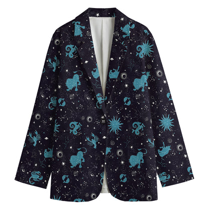 Constellation Zodiac Signs Pattern Print Women's Blazer