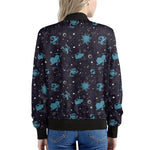 Constellation Zodiac Signs Pattern Print Women's Bomber Jacket