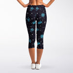 Constellation Zodiac Signs Pattern Print Women's Capri Leggings