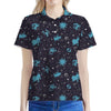 Constellation Zodiac Signs Pattern Print Women's Polo Shirt