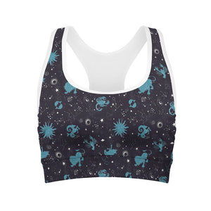 Constellation Zodiac Signs Pattern Print Women's Sports Bra