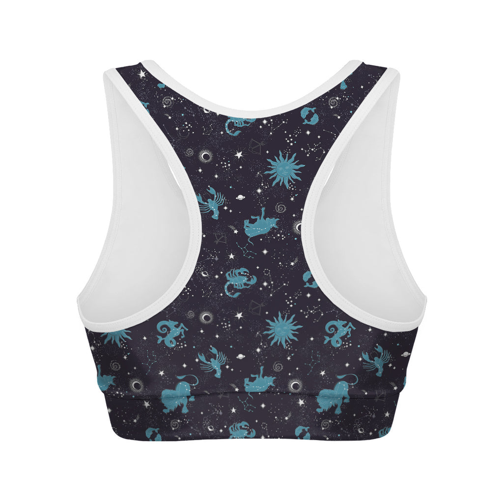 Constellation Zodiac Signs Pattern Print Women's Sports Bra