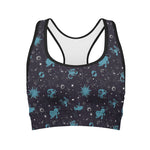 Constellation Zodiac Signs Pattern Print Women's Sports Bra