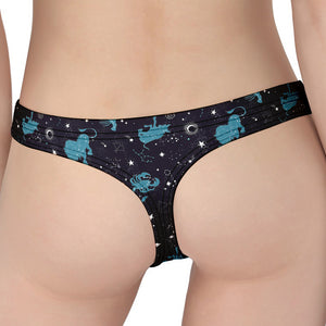 Constellation Zodiac Signs Pattern Print Women's Thong