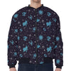 Constellation Zodiac Signs Pattern Print Zip Sleeve Bomber Jacket