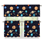 Constellations And Planets Pattern Print 3 Piece Kitchen Curtains