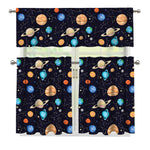 Constellations And Planets Pattern Print 3 Piece Kitchen Curtains