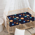 Constellations And Planets Pattern Print Baby Crib Sheet