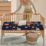 Constellations And Planets Pattern Print Baby Crib Sheet