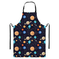 Constellations And Planets Pattern Print Bib Apron With Pocket