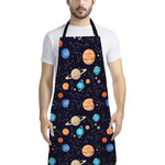Constellations And Planets Pattern Print Bib Apron With Pocket