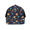 Constellations And Planets Pattern Print Black Mesh Trucker Hat