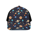 Constellations And Planets Pattern Print Black Mesh Trucker Cap