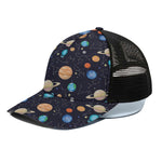 Constellations And Planets Pattern Print Black Mesh Trucker Cap