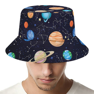 Constellations And Planets Pattern Print Bucket Hat