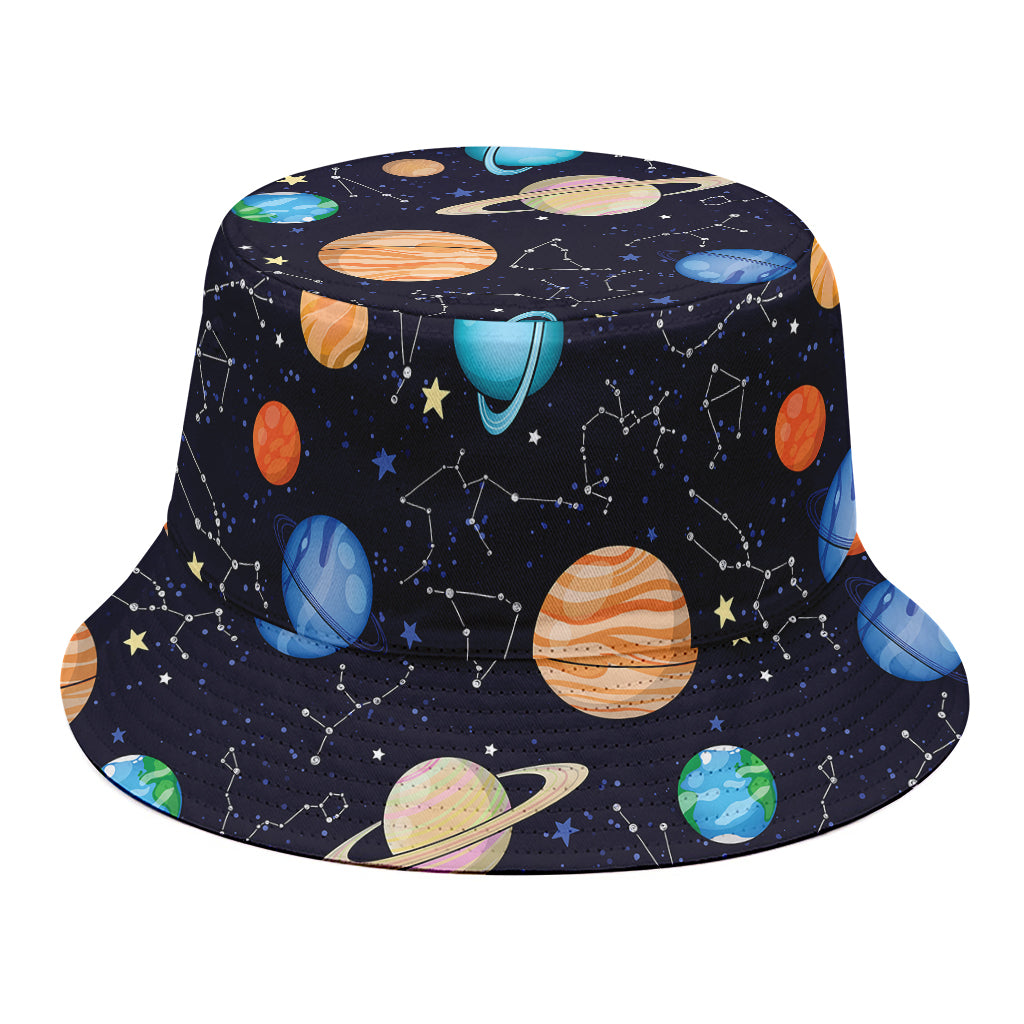 Constellations And Planets Pattern Print Bucket Hat