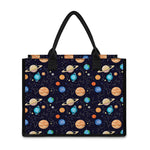 Constellations And Planets Pattern Print Canvas Tote Bag