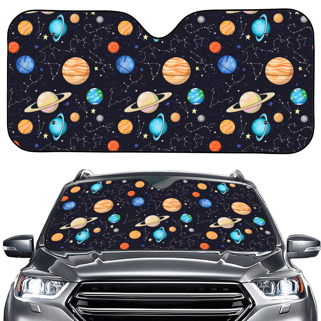 Constellations And Planets Pattern Print Car Windshield Sun Shade