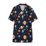 Constellations And Planets Pattern Print Cotton Hawaiian Shirt