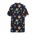 Constellations And Planets Pattern Print Cotton Hawaiian Shirt