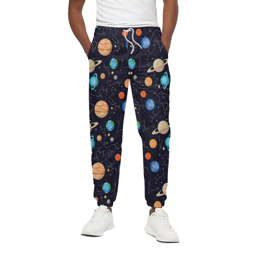 Constellations And Planets Pattern Print Cotton Pants