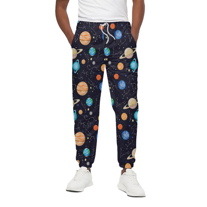 Constellations And Planets Pattern Print Cotton Pants