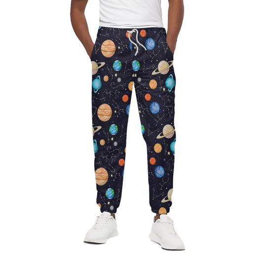 Constellations And Planets Pattern Print Cotton Pants