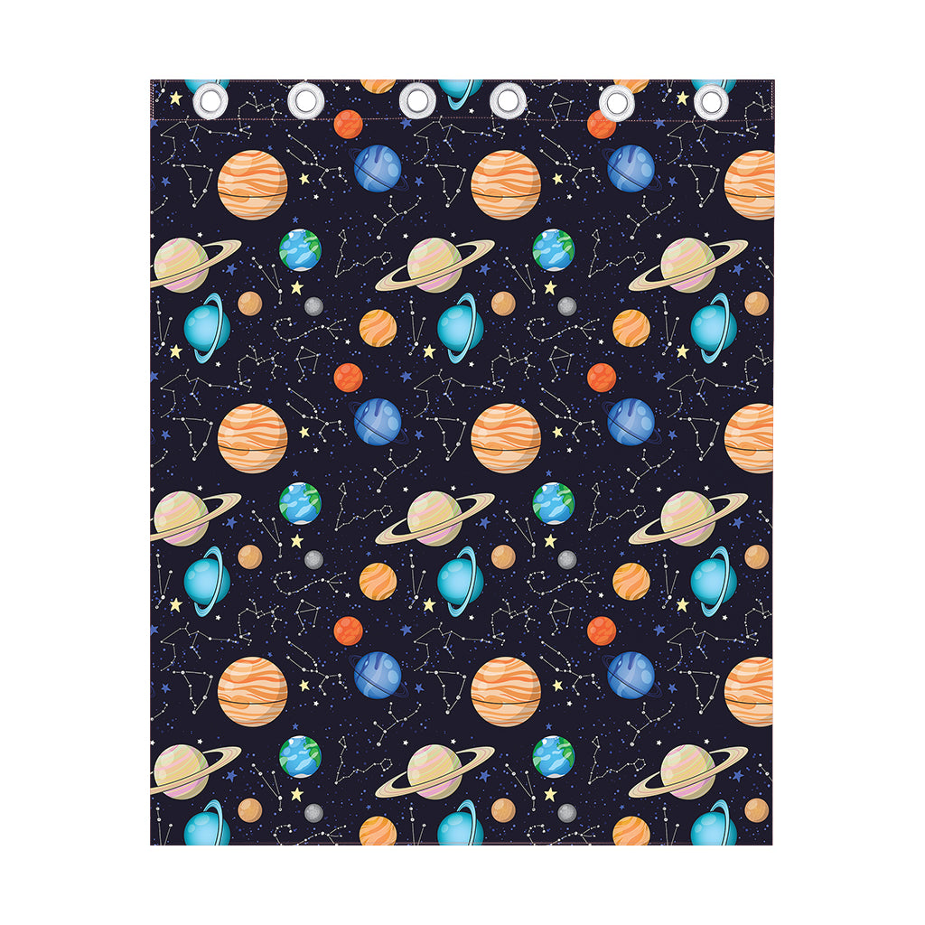 Constellations And Planets Pattern Print Curtain