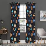 Constellations And Planets Pattern Print Curtain