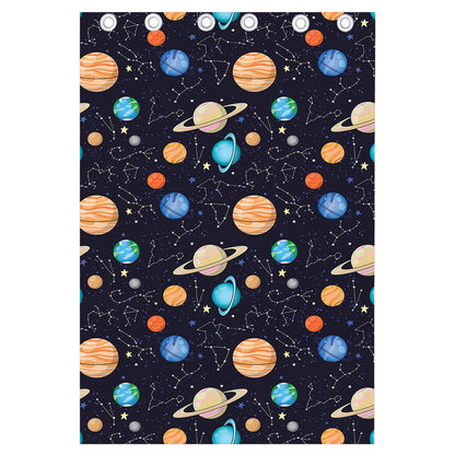 Constellations And Planets Pattern Print Curtain