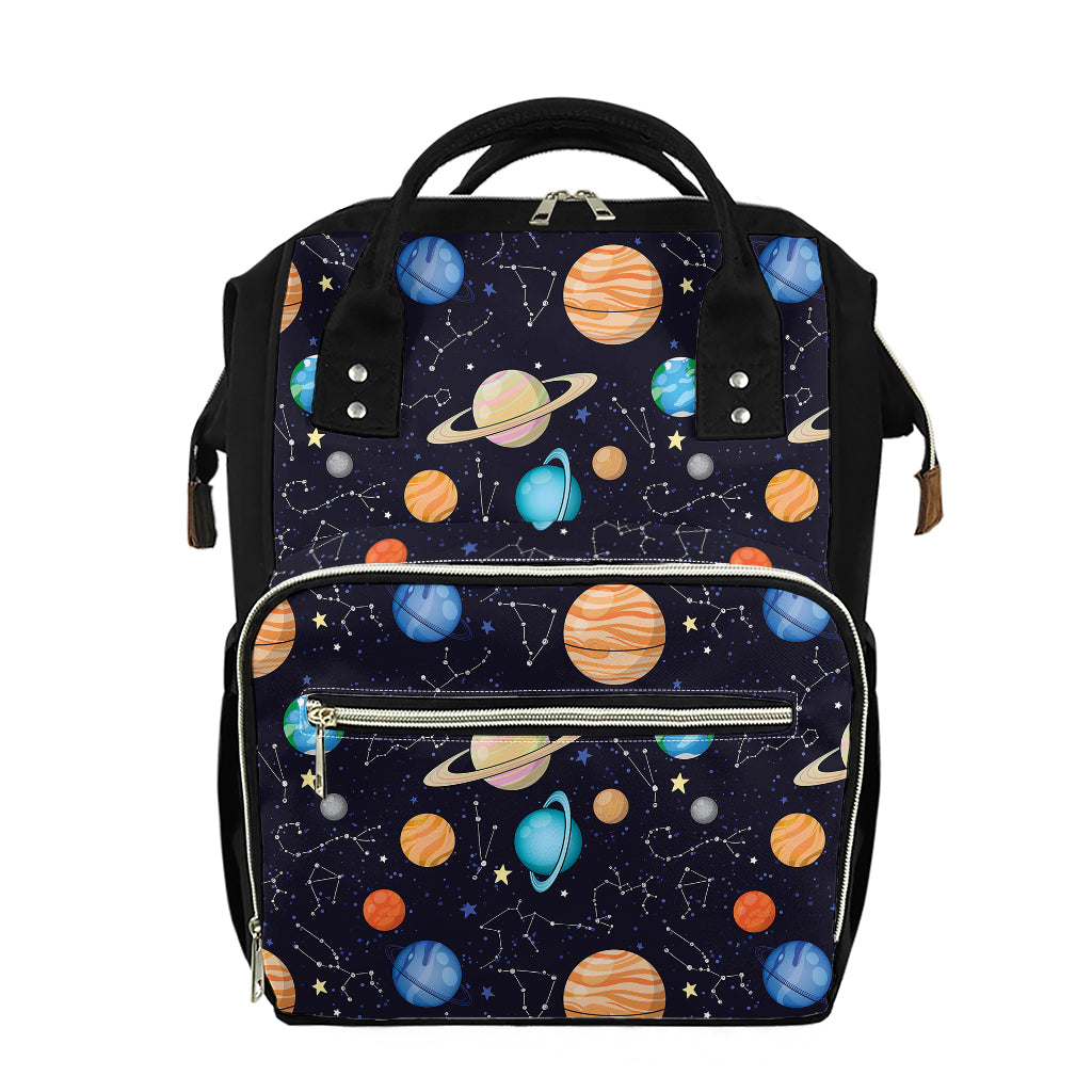 Constellations And Planets Pattern Print Diaper Bag