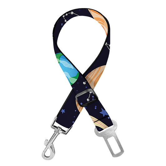 Constellations And Planets Pattern Print Dog Seat Belt