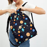 Constellations And Planets Pattern Print Drawstring Backpack