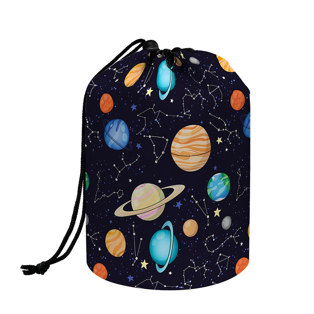 Constellations And Planets Pattern Print Drawstring Makeup Bag