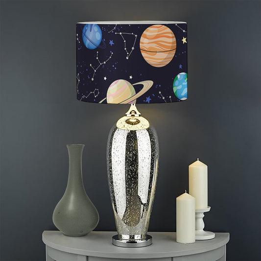 Constellations And Planets Pattern Print Drum Lamp Shade