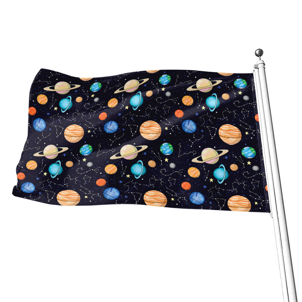 Constellations And Planets Pattern Print Flag