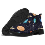 Constellations And Planets Pattern Print Flat Ankle Boots