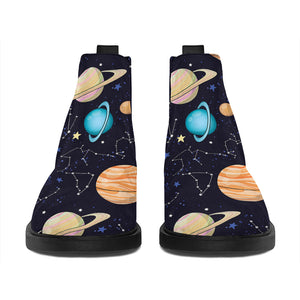 Constellations And Planets Pattern Print Flat Ankle Boots