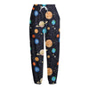 Constellations And Planets Pattern Print Fleece Lined Knit Pants