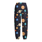 Constellations And Planets Pattern Print Fleece Lined Knit Pants