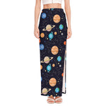 Constellations And Planets Pattern Print High Slit Maxi Skirt