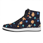 Constellations And Planets Pattern Print High Top Leather Sneakers