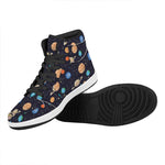 Constellations And Planets Pattern Print High Top Leather Sneakers
