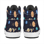 Constellations And Planets Pattern Print High Top Leather Sneakers