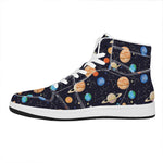 Constellations And Planets Pattern Print High Top Leather Sneakers
