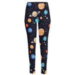 Constellations And Planets Pattern Print High-Waisted Pocket Leggings