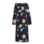 Constellations And Planets Pattern Print Hooded Bathrobe