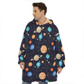Constellations And Planets Pattern Print Hoodie Blanket